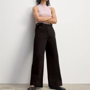 NWT Everlane black cotton wide leg pant size 4